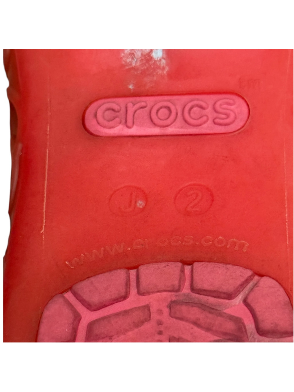 Crocs Girls Pink Coral Jelly Peep Toe Flats Water Shoes Size J2 C2 - Picture 8 of 8